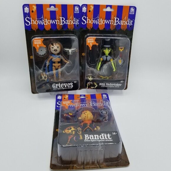 Complete Series 1 Lot x3 Showdown Bandit Action Figures Grieves Miss‎ Undertaker - Picture 1 of 4